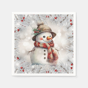 Serviette En Papier Mignonne bonhomme de neige de Noël