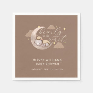 Serviette En Papier Mignonne Brown Lune d'attente étoile Sleepy Ours