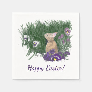 Serviette En Papier Mignonne Bunny voeux de Pâques de Vacances