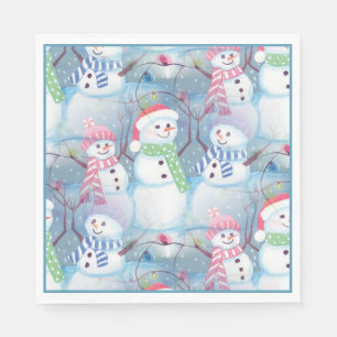 Serviette En Papier Mignonne Colorée Drôle hiver saison Snowman Motif