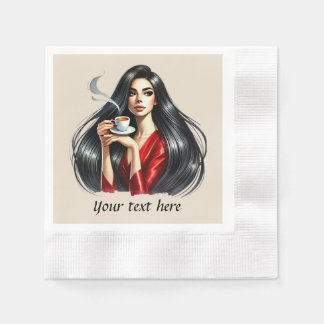 Serviette En Papier Mignonne d'ajouter votre texte femme de café
