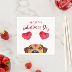 Serviette En Papier Mignonne drôle Valentine's Day Chien Coeur de Coeu