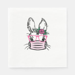 Serviette En Papier Mignonne face lapin avec lunettes Masque Visage Ra