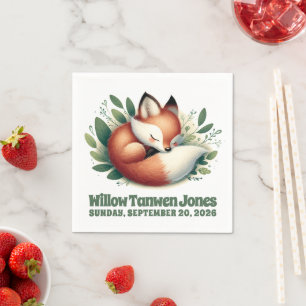 Serviette En Papier Mignonne Fox dormir en Baby shower Feuille