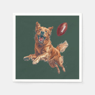 Serviette En Papier Mignonne Golden Retriever Chien Jouant Au Football