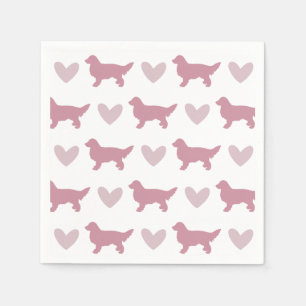 Serviette En Papier Mignonne Golden Retriever Chien Rose Valentines