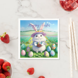 Serviette En Papier Mignonne lapin de Pâques 01