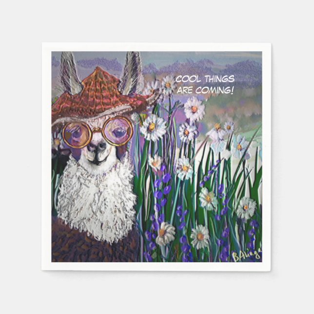 Serviette En Papier Mignonne Mama Llama Gardez votre Cool (Devant)