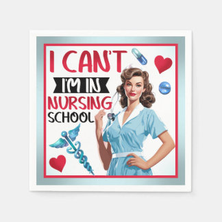 Serviette En Papier Mignonne Nostalgale Infirmière Pinup À L'École De 