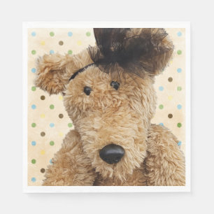 Serviette En Papier Mignonne Ours Brown Sur Pois