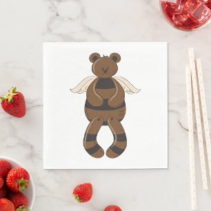 Serviette En Papier Mignonne Ours en Teddy Brown avec ailes Angel