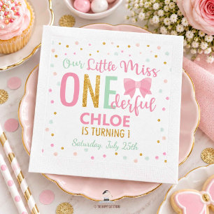 Serviette En Papier Mignonne Petite Miss ONEderful 1er Anniversaire Ru