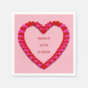 Serviette En Papier Mignonne Rouge et rose Fête des Mères Papier Napki