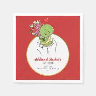 Serviette En Papier Mignonne Serpent Bébé Est Sur Le Chemin Baby showe