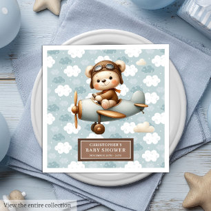 Serviette En Papier Mignonne Teddy Bear Pilote Napkins Baby Boy Célébr