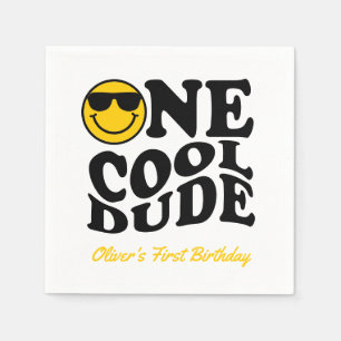 Serviette En Papier Mignonne Un Cool Dude Retro Happy Face 1er anniver