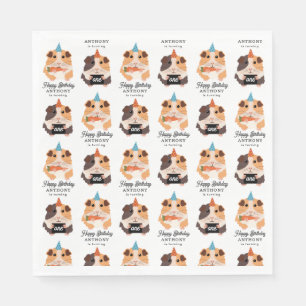 Serviette En Papier Mignons Cochons d'Inde Drôles Nom Âge Anniversaire