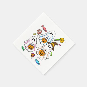 Serviette En Papier Mignons fantômes effrayants d'Halloween & friandis