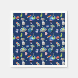 Serviette En Papier Mignons monstres aliens modernes motif espace enfa