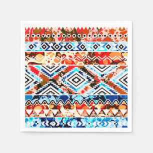Serviette En Papier Mignons motifs aztèques colorés féminins