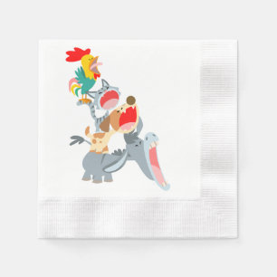 Serviette En Papier Mignons musiciens de la ville de Brême en dessin a