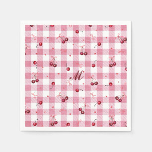 Serviette En Papier Mignons noeuds pour filles Cerises Gingham à carre