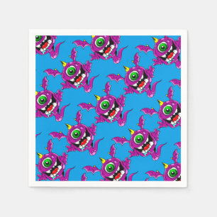 Serviette En Papier Mignons pourpres gens mangent Monster