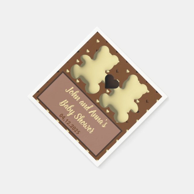 Serviette En Papier Mignons serviettes en Baby shower d'ours chocolat (Coin)