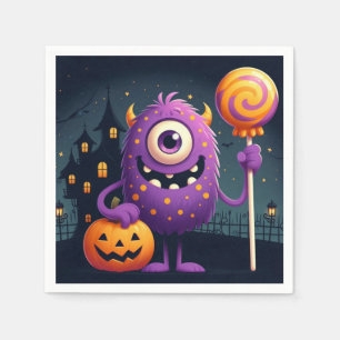 Serviette En Papier Mignons, violet ruse ou le monstre qui traite