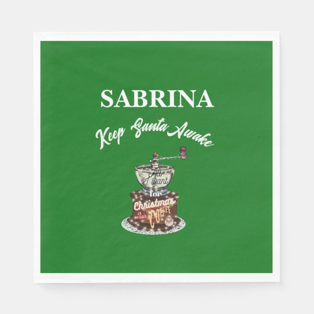 Serviette En Papier Mikitiez café noël citation caféine mignonne (Devant)