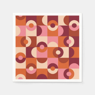 Serviette En Papier Milieu du siècle demi-cercles Rose orange beige