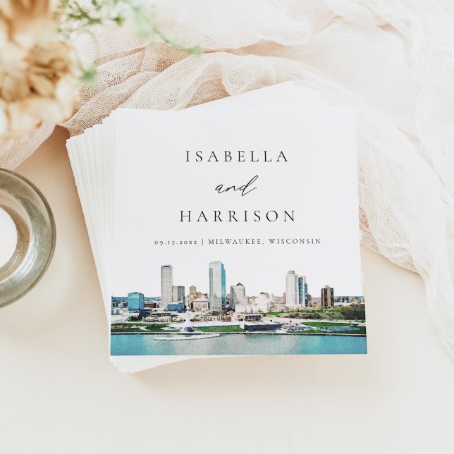 Serviette En Papier MILWAUKEE Wisconsin Skyline Destination Voyage (Créateur téléchargé)