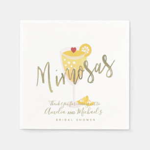 Serviette En Papier Mimosa  Remerciements pour Baby Shower Mariée Or  