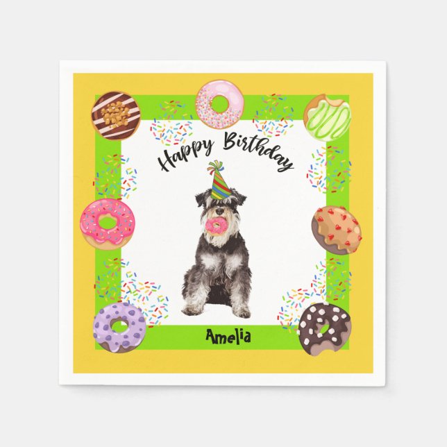 Serviette En Papier Minérature Schnauzer Donuts Party Anniversaire ser (Devant)