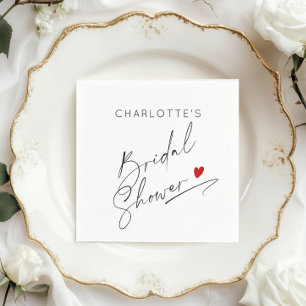 Serviette En Papier Mini coeur de script moderne Douche nuptiale