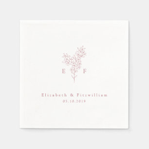 Serviette En Papier Mini-couronne rose cerise fleurie Monogramme