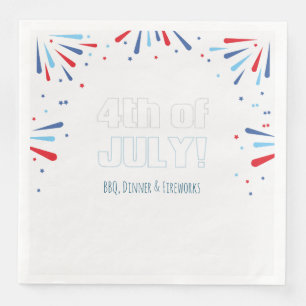 Serviette En Papier Mini feux d'artifice avec le texte du 4 juillet
