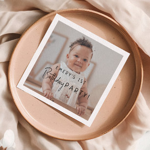 Serviette En Papier Mini-genre Neutre Photo 1er anniversaire fête