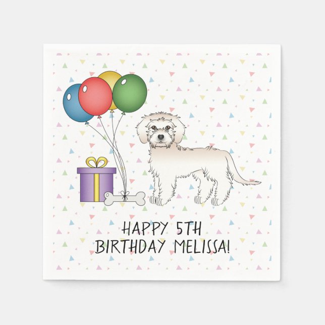 Serviette En Papier Mini Goldendoodle crème Anniversaire de chien de d (Devant)