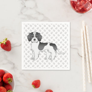 Serviette En Papier Mini Goldendoodle noir et blanc à taches & Pattes
