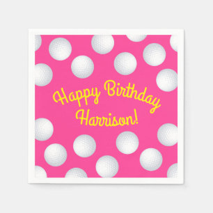 Serviette En Papier Mini Golf Balls Anniversaire Fête Enfants Rose