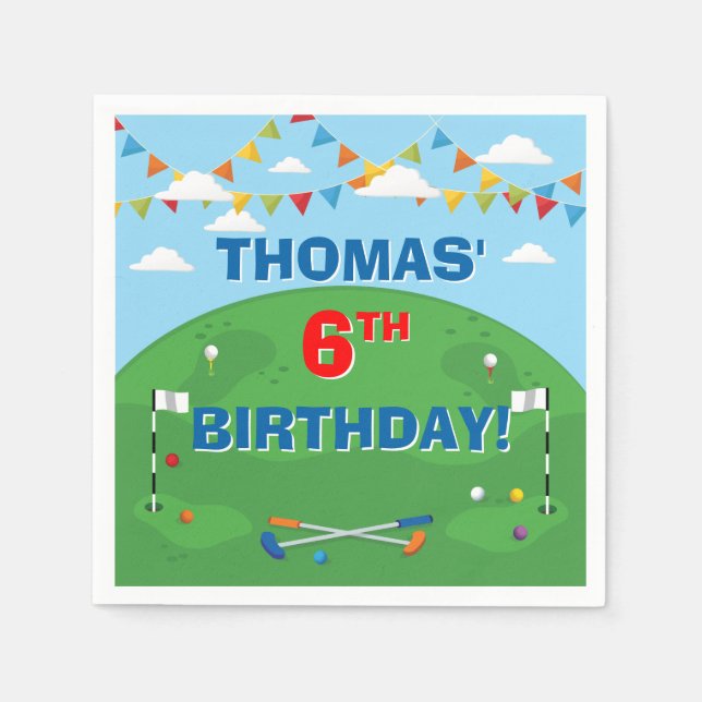 Serviette En Papier Mini Golf Putt Putt Boys Anniversaire (Devant)