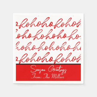 Serviette En Papier Mini Ho Ho Ho Texte Rouge Fête Motif Noël