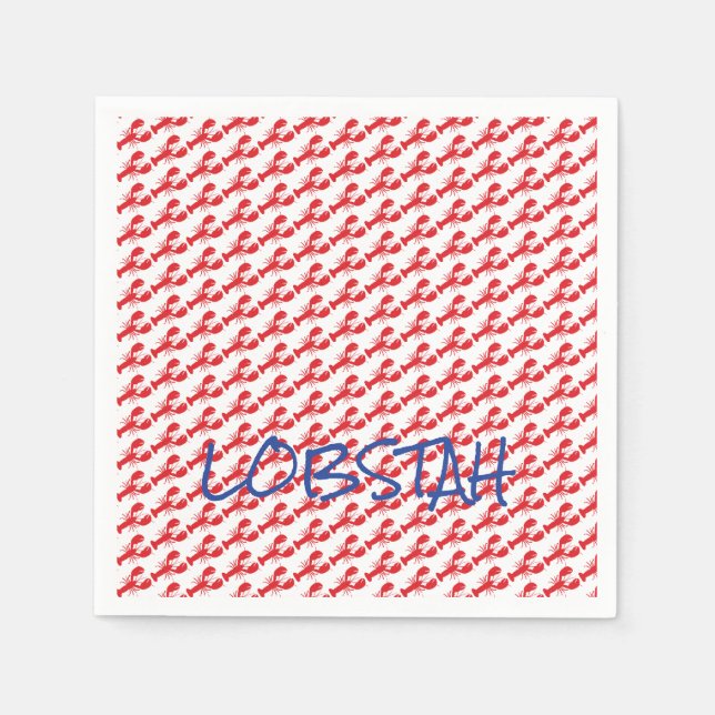 Serviette En Papier Mini Homards rouges Blancs Maine Bleu LOBSTAH loca (Devant)