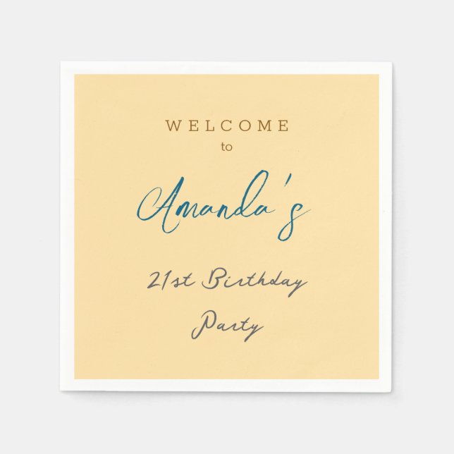 Serviette En Papier Mini moderne mignonne fête d'anniversaire beige (Devant)