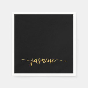 Serviette En Papier Miniature minimaliste simple Noir Monogramme
