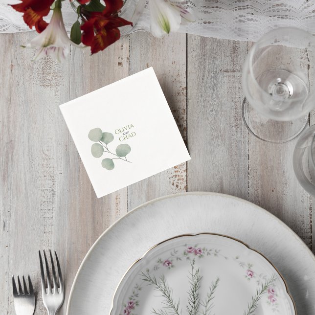 Serviette En Papier Minimal Botanical Wedding Drink Napkins (Créateur téléchargé)