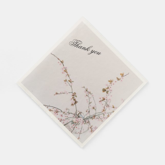 Serviette En Papier Minimal Cherry Blossom Branches in Glass Vase (Coin)