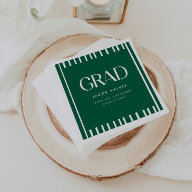 Serviette En Papier Minimal Dark Green Bold Custom Graduation Party (Créateur téléchargé)