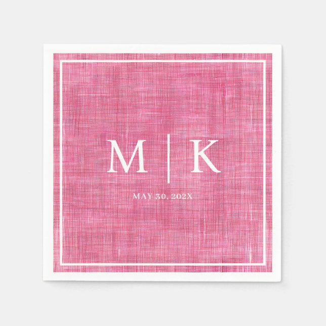 Serviette En Papier Minimal et chic | Mariage de tissu Denim rose (Devant)